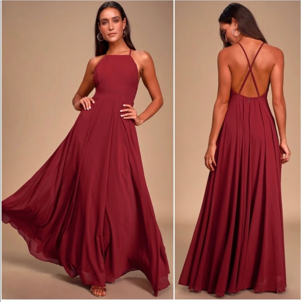 Lulu’s • Mythical Kind of Love Wine Red Maxi Dress perfect fall wedding attire